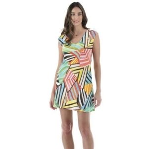 Jams World Sherry Dress Rustic Trail Abstract Print Sundress Size Medium Bold